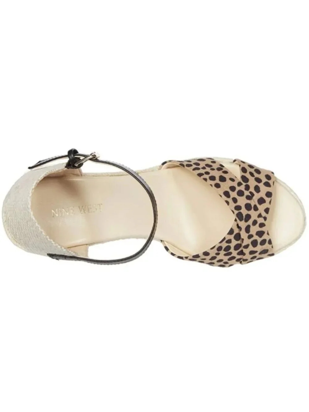 Nine West Joydyn Cheetah Print Espadrille Wedge Sandals Ankle Strap Size 7.5